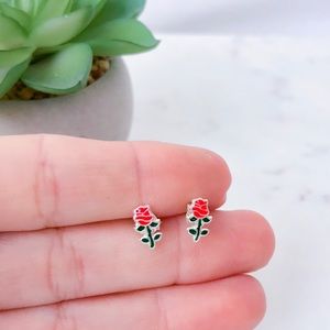 Rose stud earrings 925 Sterling Silver